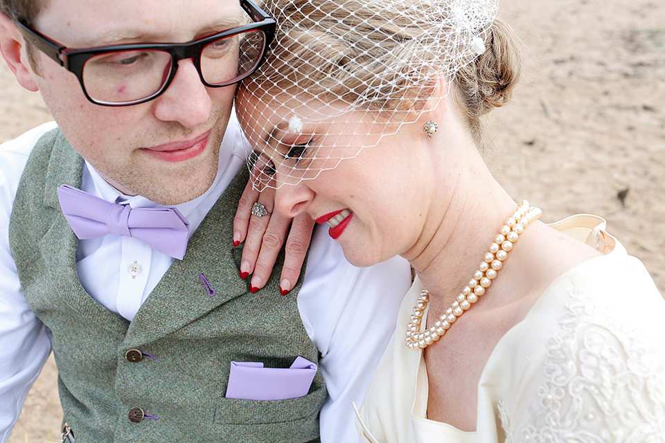 Vintage 1950s Inspired Humanist Beach Wedding in Scotland. Images by Icon Photography Studios.
