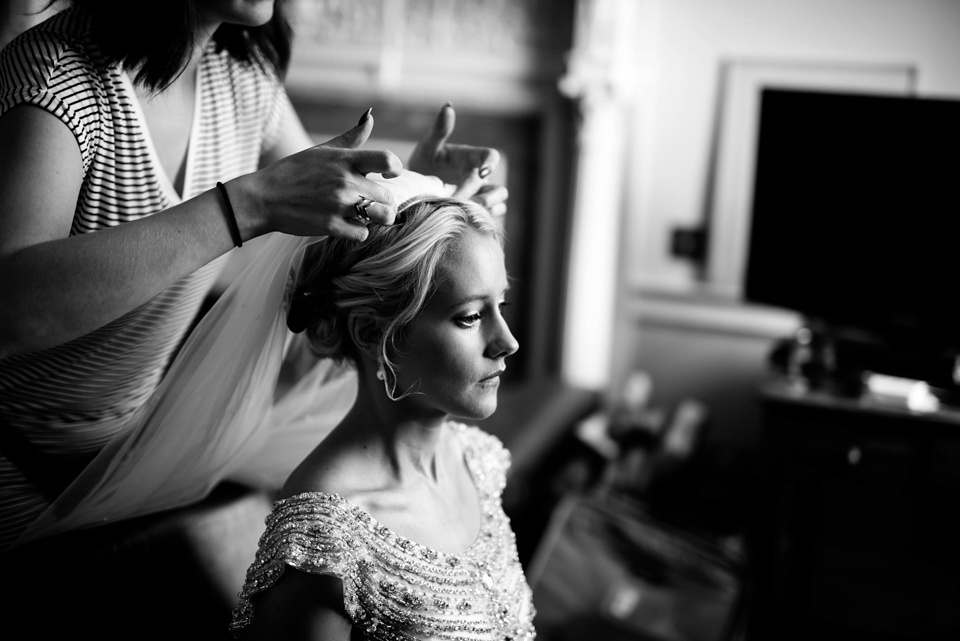 An Anna Campbell Gown, Kilts and Military Regalia for a Humanist Scottish Castle Wedding. Photography by Nikki Leadbetter.