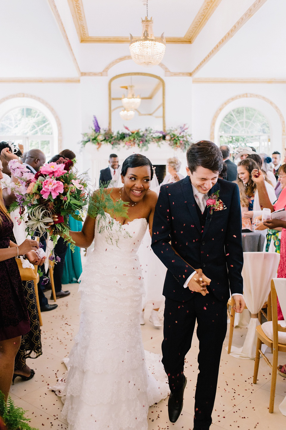 Maggie Sottero and Gold Bootees For a Joyful Wedding at Northbrook Park. Images by M&J Photography.