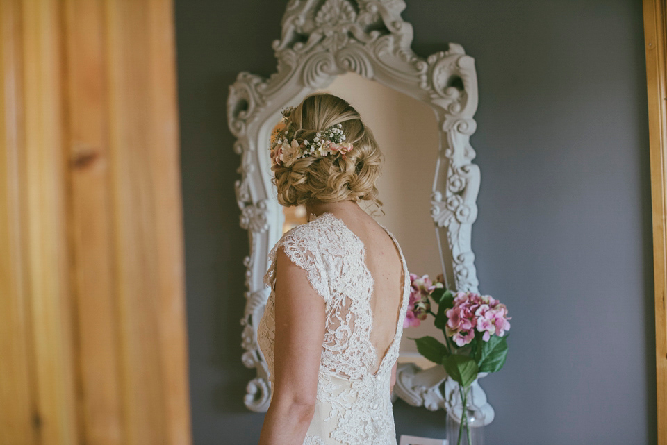 A Clinton Lotter dress in lace for an Irish Spring Wedding. Photography by Francis Meaney.