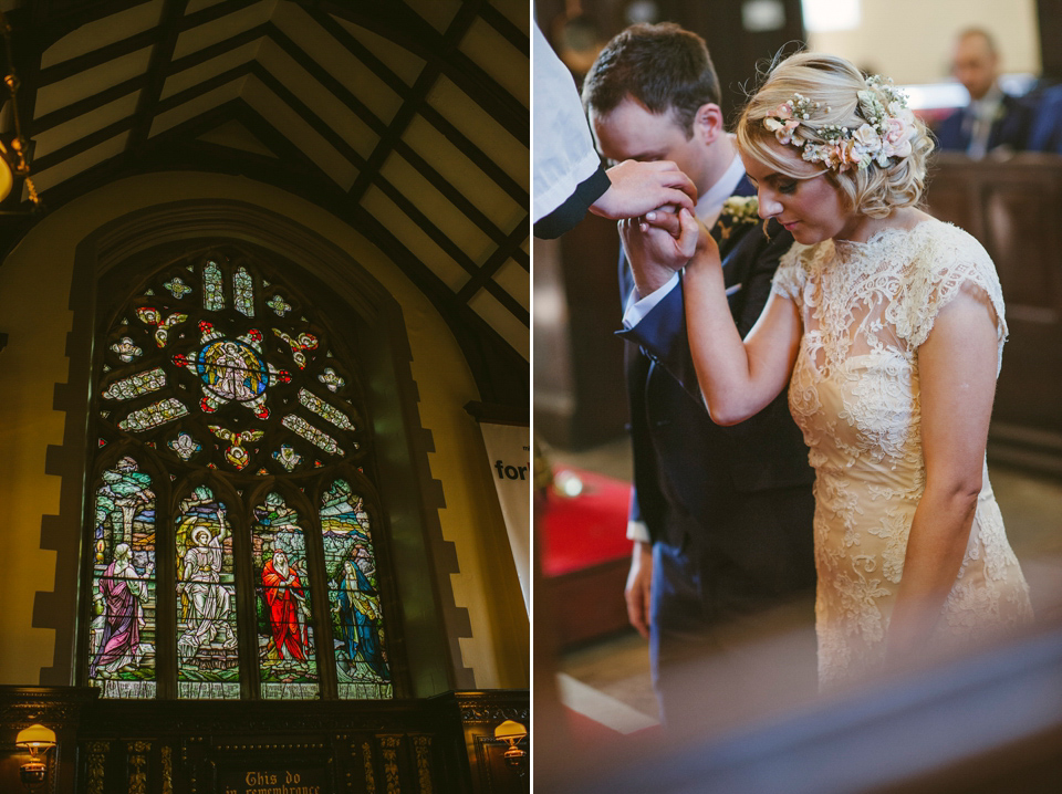 A Clinton Lotter dress in lace for an Irish Spring Wedding. Photography by Francis Meaney.