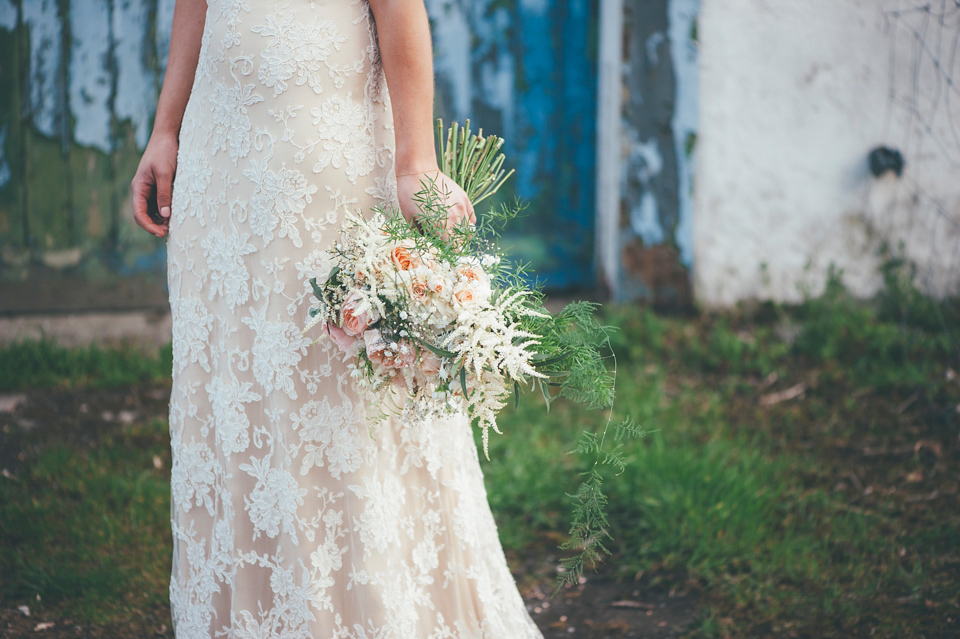 A Clinton Lotter dress in lace for an Irish Spring Wedding. Photography by Francis Meaney.