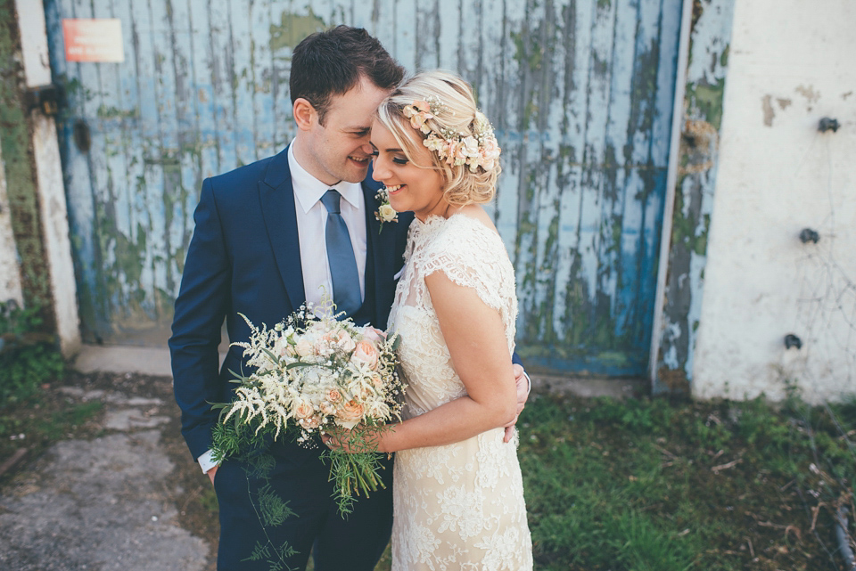 A Clinton Lotter dress in lace for an Irish Spring Wedding. Photography by Francis Meaney.