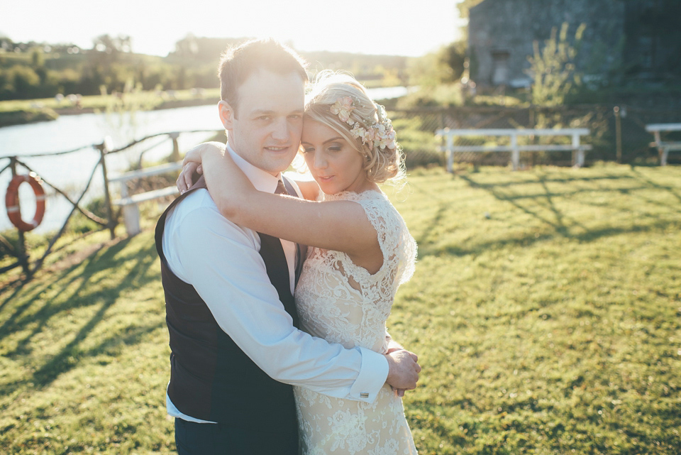 A Clinton Lotter dress in lace for an Irish Spring Wedding. Photography by Francis Meaney.