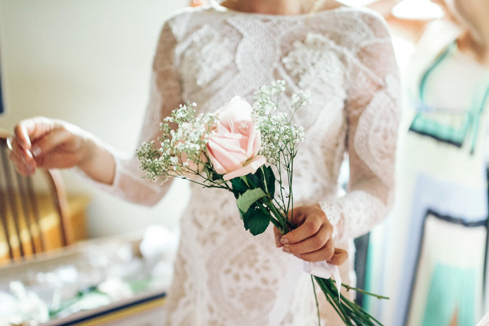 A 1960s inspired Grace Loves Lace Bride for a Relaxed Outdoor Humanist Pub Wedding. Photography by Corrado Chiozzi.