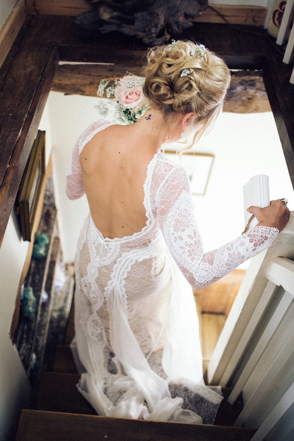 A 1960s inspired Grace Loves Lace Bride for a Relaxed Outdoor Humanist Pub Wedding. Photography by Corrado Chiozzi.