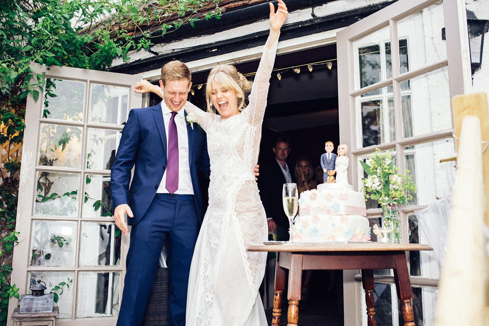 A 1960s inspired Grace Loves Lace Bride for a Relaxed Outdoor Humanist Pub Wedding. Photography by Corrado Chiozzi.