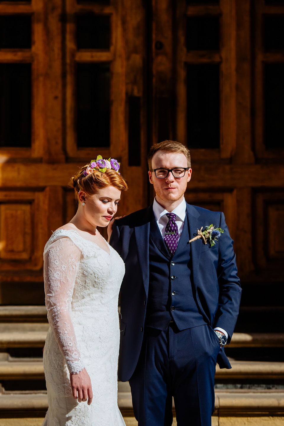 The bride wears Ellis Bridals for her colourful and quirky city wedding. Photography by Daffodil Waves.