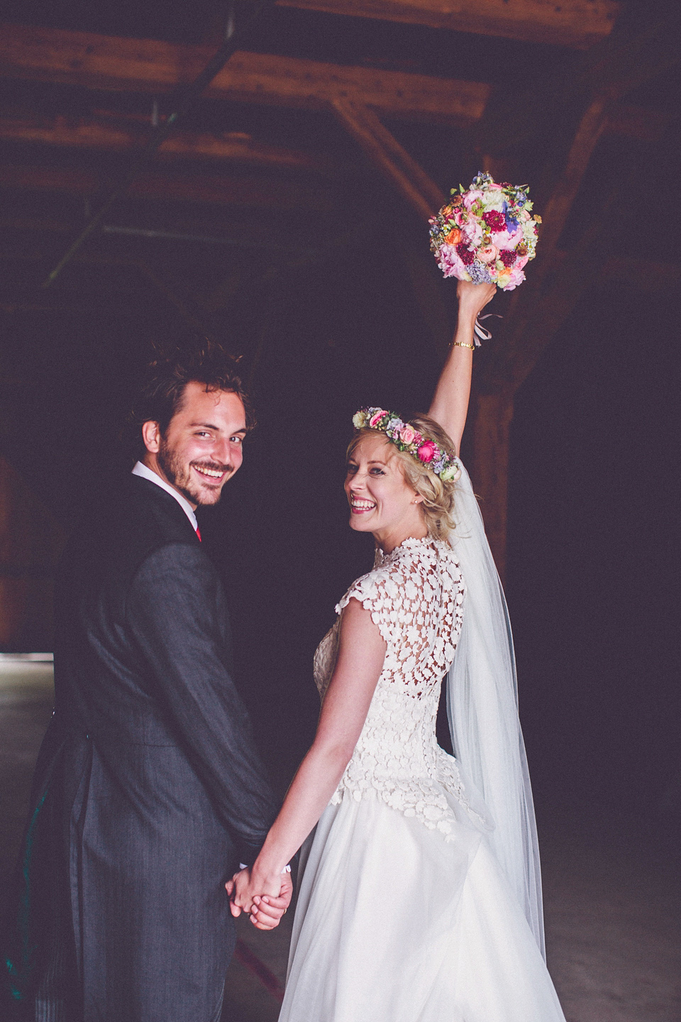 Effortless Elegance - A Raimon Bundó Bride and Colourful Floral Crown. Photography by Chris Spira.