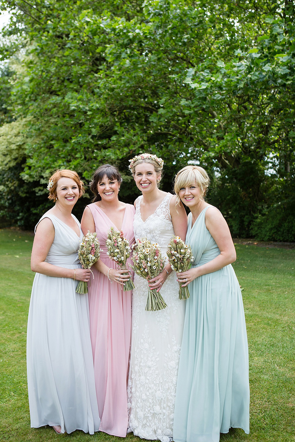 A Rustic Barn Wedding With a Bride in Catherine Deane and a Dried Flower Crown. Photography by Jo Hastings.