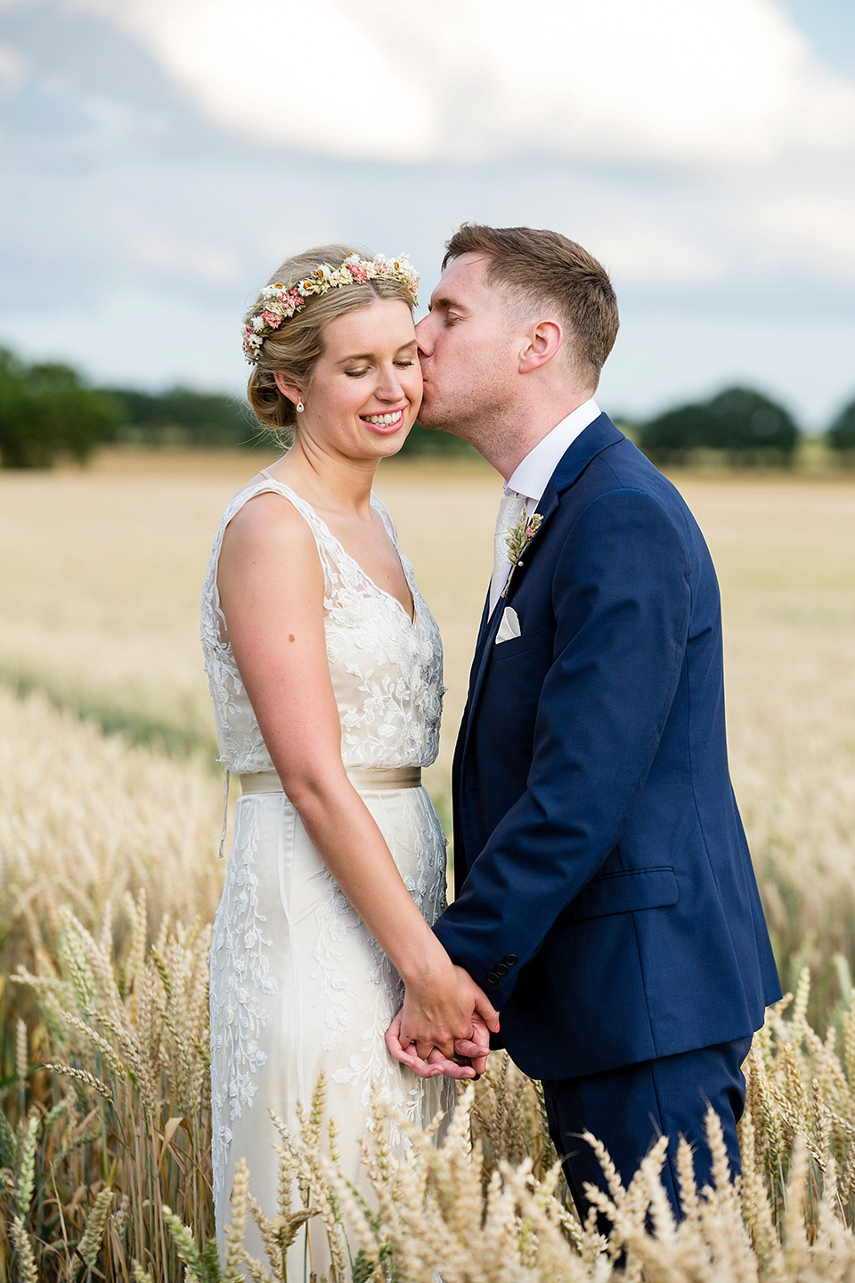 A Rustic Barn Wedding With a Bride in Catherine Deane and a Dried Flower Crown. Photography by Jo Hastings.