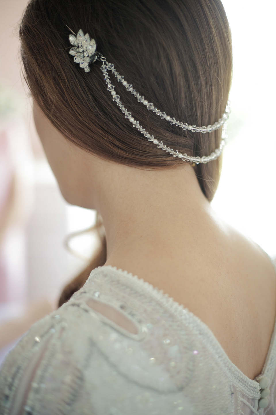 Vicky Rowe 1920's Inspired Wedding Dress Glamour and a Juliet Cap Veil. Photography by Barbara Crepaldi.