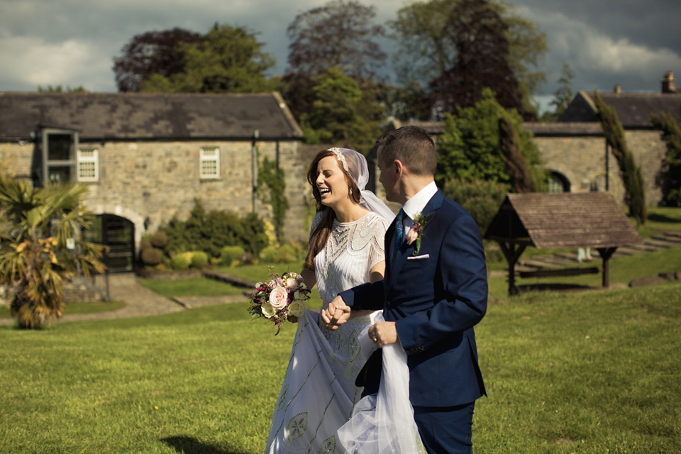 Vicky Rowe 1920's Inspired Wedding Dress Glamour and a Juliet Cap Veil. Photography by Barbara Crepaldi.