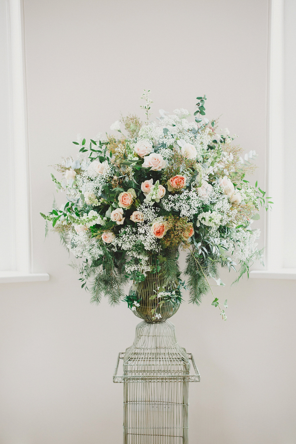 A Blush Pink Watters Wtoo Dress for an Elegant Wedding at Iscoyd Park. Photography by Haydn Rydings.