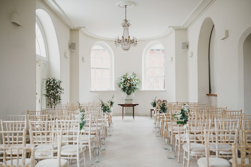 A Blush Pink Watters Wtoo Dress for an Elegant Wedding at Iscoyd Park. Photography by Haydn Rydings.