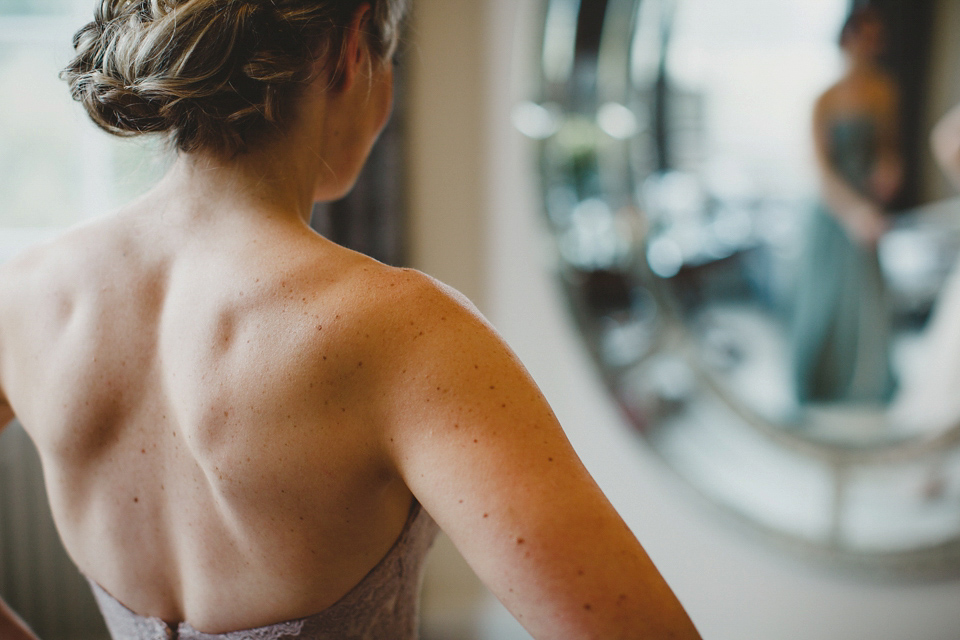 A Blush Pink Watters Wtoo Dress for an Elegant Wedding at Iscoyd Park. Photography by Haydn Rydings.