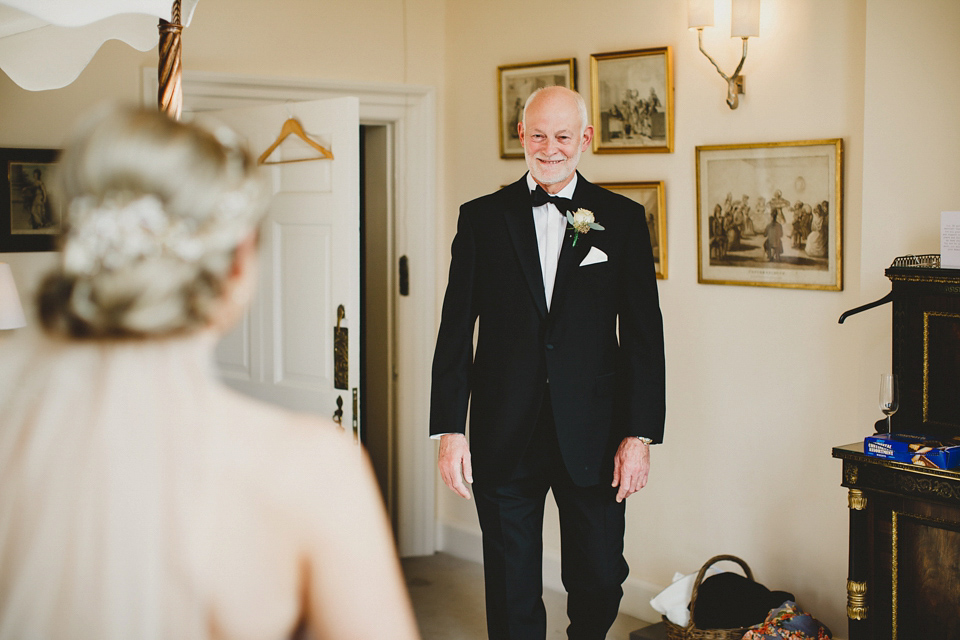 A Blush Pink Watters Wtoo Dress for an Elegant Wedding at Iscoyd Park. Photography by Haydn Rydings.