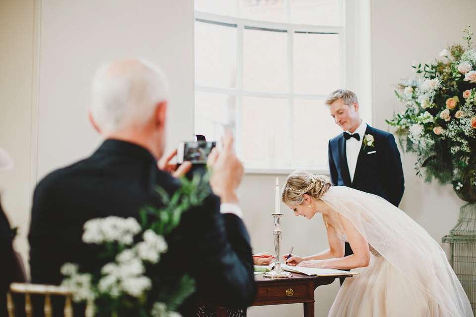 A Blush Pink Watters Wtoo Dress for an Elegant Wedding at Iscoyd Park. Photography by Haydn Rydings.