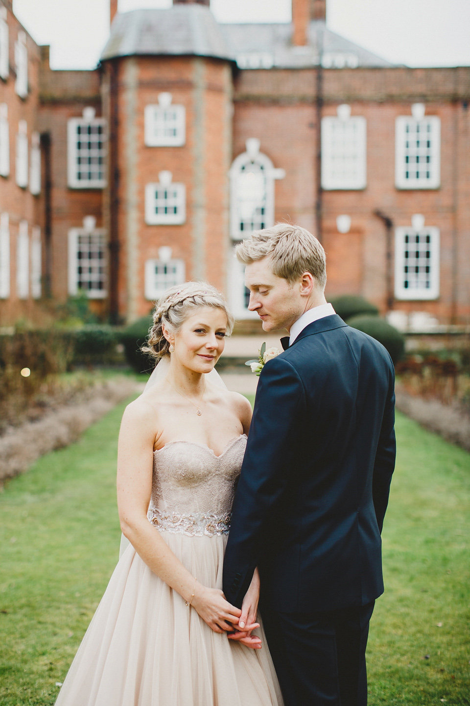 A Blush Pink Watters Wtoo Dress for an Elegant Wedding at Iscoyd Park. Photography by Haydn Rydings.