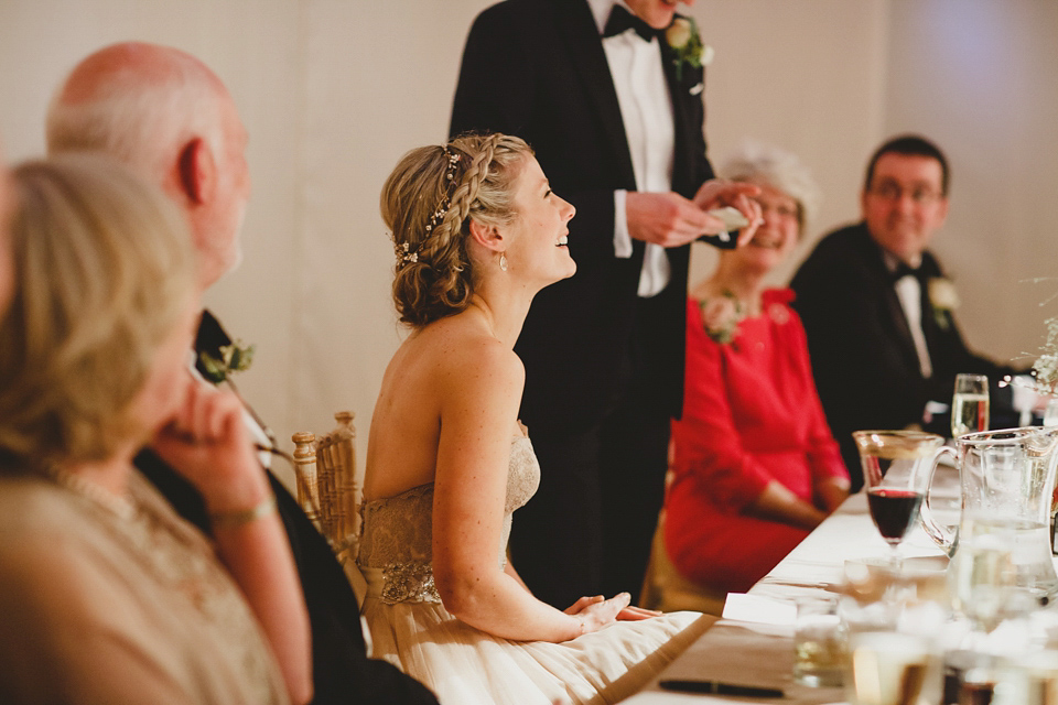 A Blush Pink Watters Wtoo Dress for an Elegant Wedding at Iscoyd Park. Photography by Haydn Rydings.