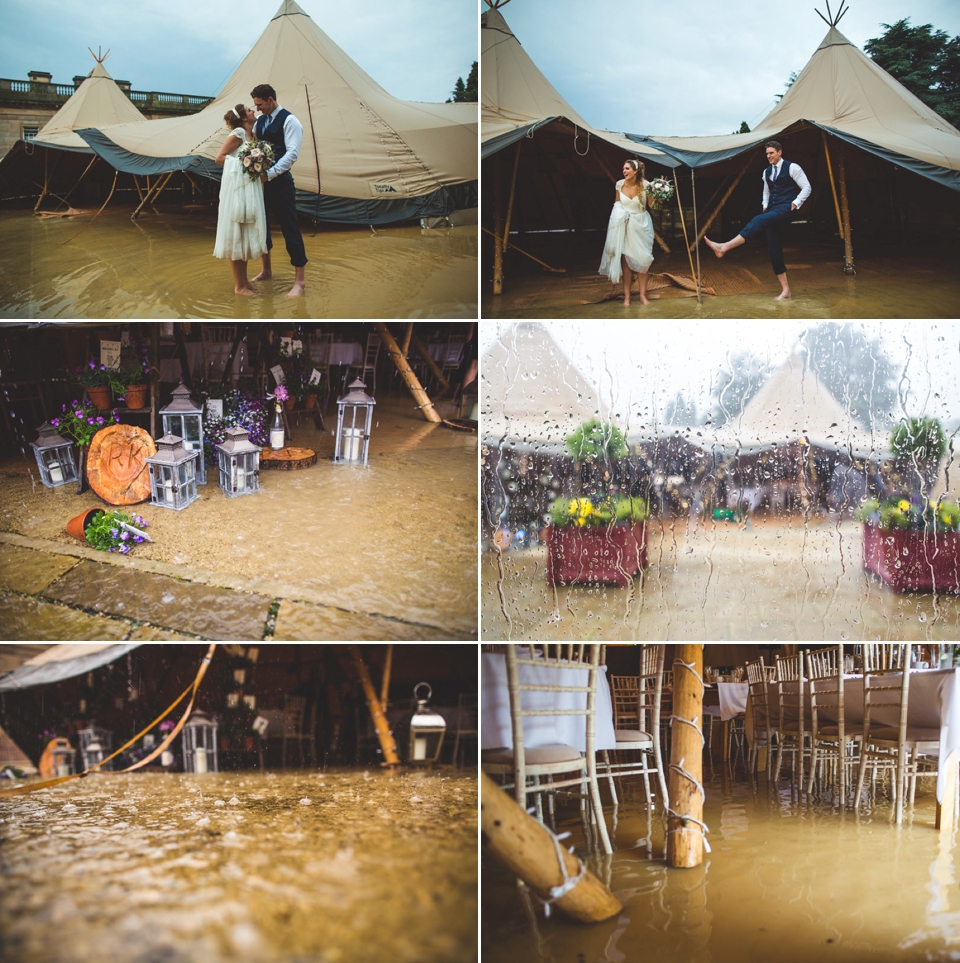 A 'beautiful disaster' rainy day wedding. Images by S6 Photography (click to view the wedding in full).
