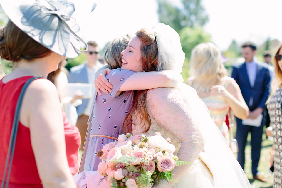 A Bespoke Gold Dress For a Crafty Homespun Wedding. Photography by Camilla Arnhold.