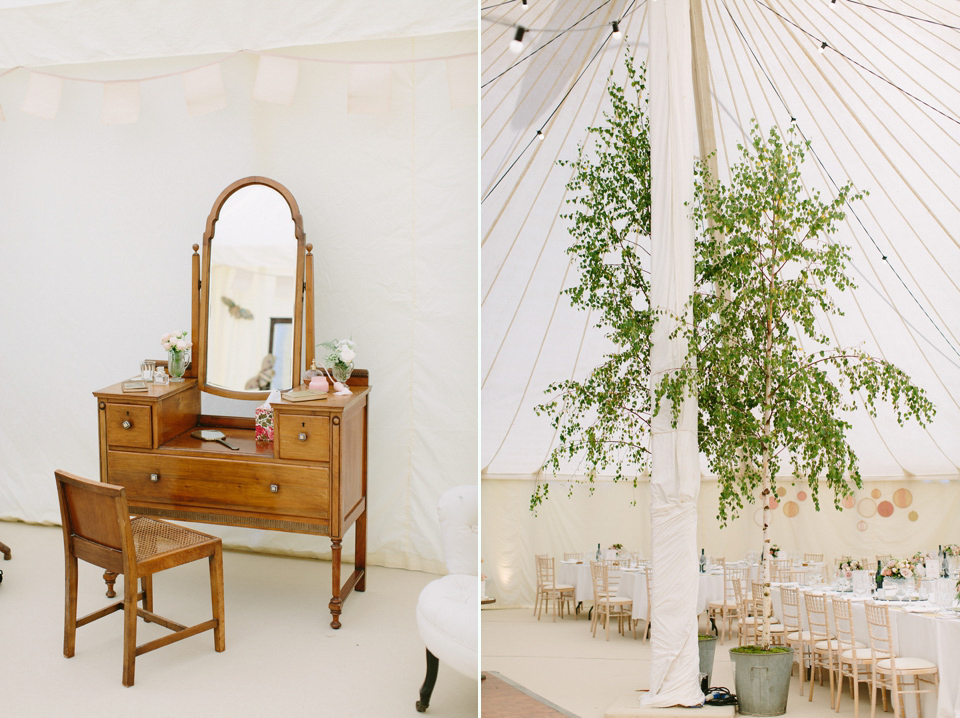 A Bespoke Gold Dress For a Crafty Homespun Wedding. Photography by Camilla Arnhold.