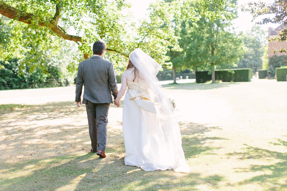 A Bespoke Gold Dress For a Crafty Homespun Wedding. Photography by Camilla Arnhold.