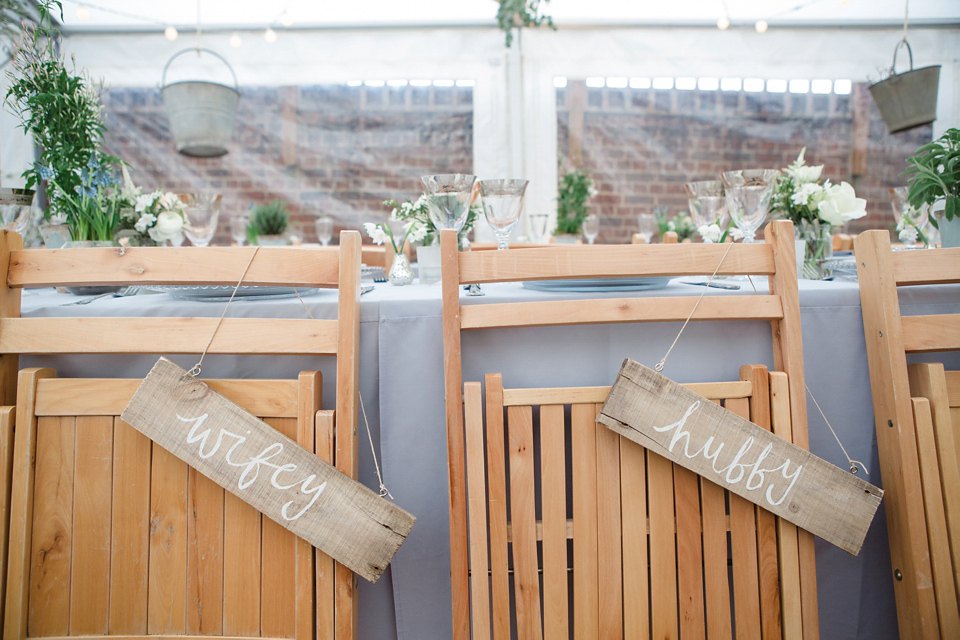 The wedding of Sinclair Seller, co-founder of Maids to Measure. Sinclair had 13 bridesmaids for her laid-back and glamorous British backyard wedding. Photography by Claire Graham and Lucy Davenport.