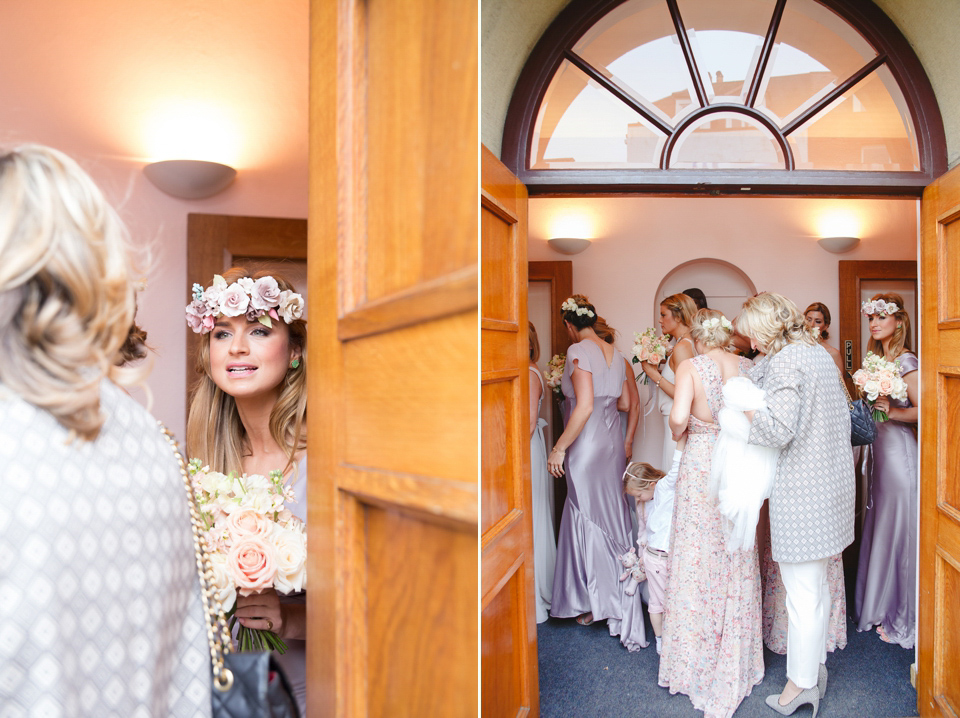 The wedding of Sinclair Seller, co-founder of Maids to Measure. Sinclair had 13 bridesmaids for her laid-back and glamorous British backyard wedding. Photography by Claire Graham and Lucy Davenport.