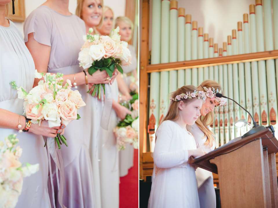 The wedding of Sinclair Seller, co-founder of Maids to Measure. Sinclair had 13 bridesmaids for her laid-back and glamorous British backyard wedding. Photography by Claire Graham and Lucy Davenport.