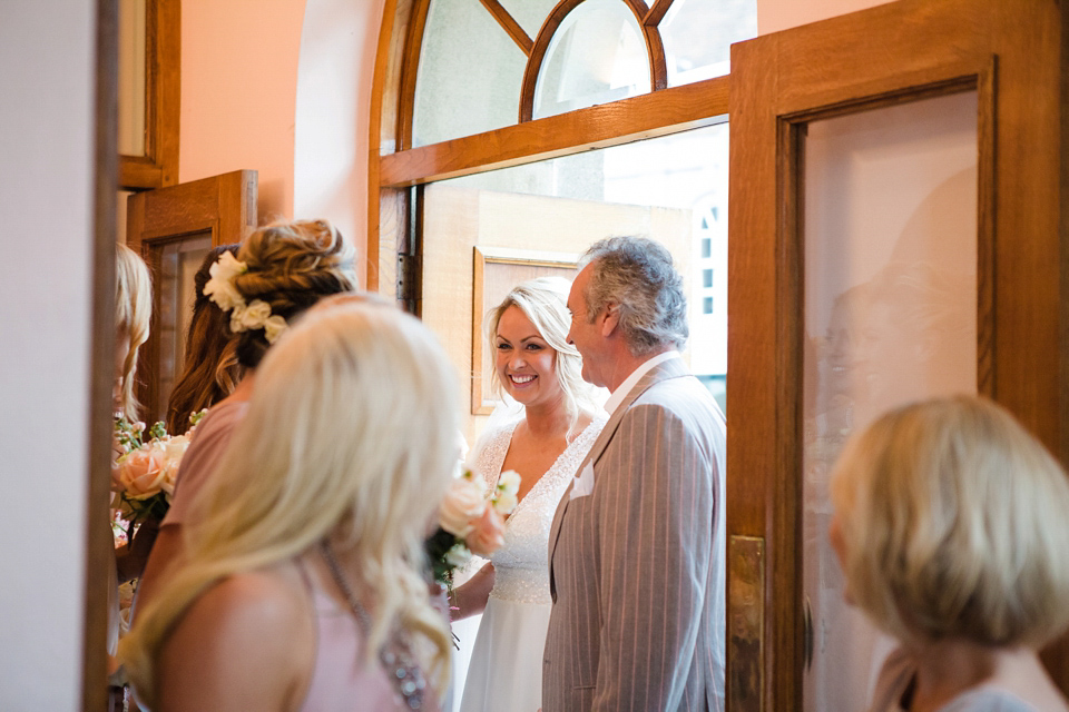 The wedding of Sinclair Seller, co-founder of Maids to Measure. Sinclair had 13 bridesmaids for her laid-back and glamorous British backyard wedding. Photography by Claire Graham and Lucy Davenport.