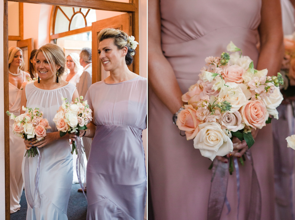 The wedding of Sinclair Seller, co-founder of Maids to Measure. Sinclair had 13 bridesmaids for her laid-back and glamorous British backyard wedding. Photography by Claire Graham and Lucy Davenport.