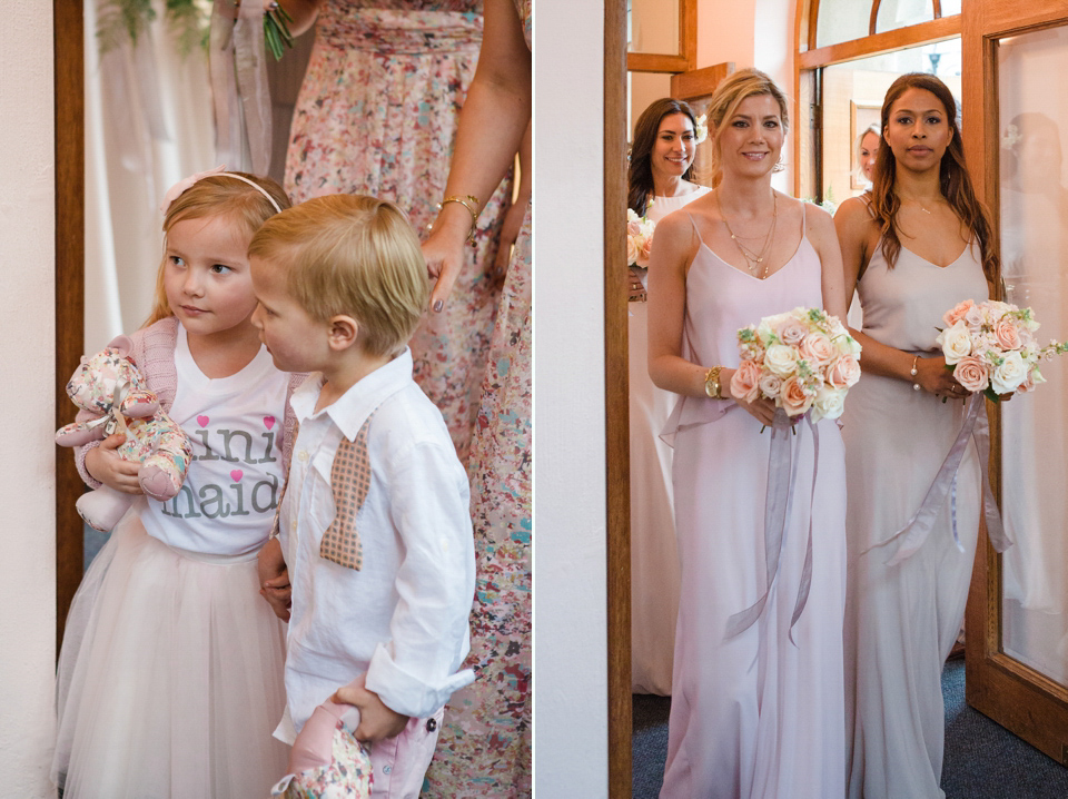 The wedding of Sinclair Seller, co-founder of Maids to Measure. Sinclair had 13 bridesmaids for her laid-back and glamorous British backyard wedding. Photography by Claire Graham and Lucy Davenport.