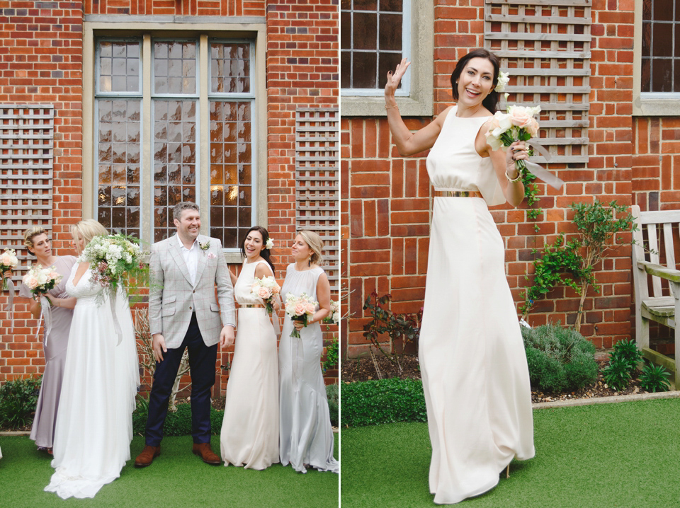 The wedding of Sinclair Seller, co-founder of Maids to Measure. Sinclair had 13 bridesmaids for her laid-back and glamorous British backyard wedding. Photography by Claire Graham and Lucy Davenport.