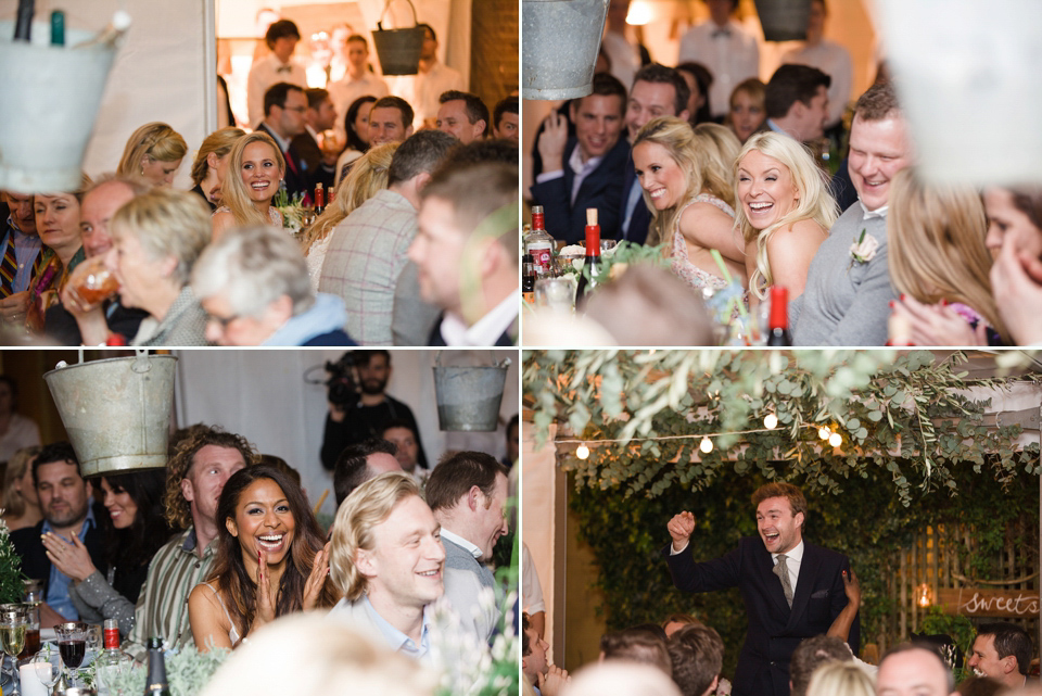 The wedding of Sinclair Seller, co-founder of Maids to Measure. Sinclair had 13 bridesmaids for her laid-back and glamorous British backyard wedding. Photography by Claire Graham and Lucy Davenport.