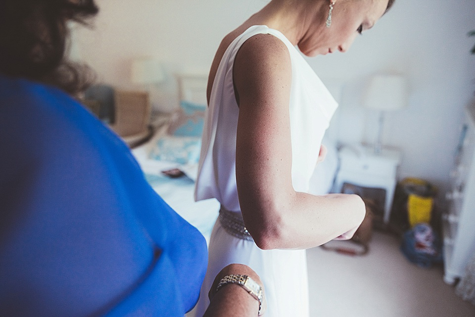 An Elegant Jesús Peiró Gown for an Indian Inspired Barn Wedding. Photography by Philippa James.