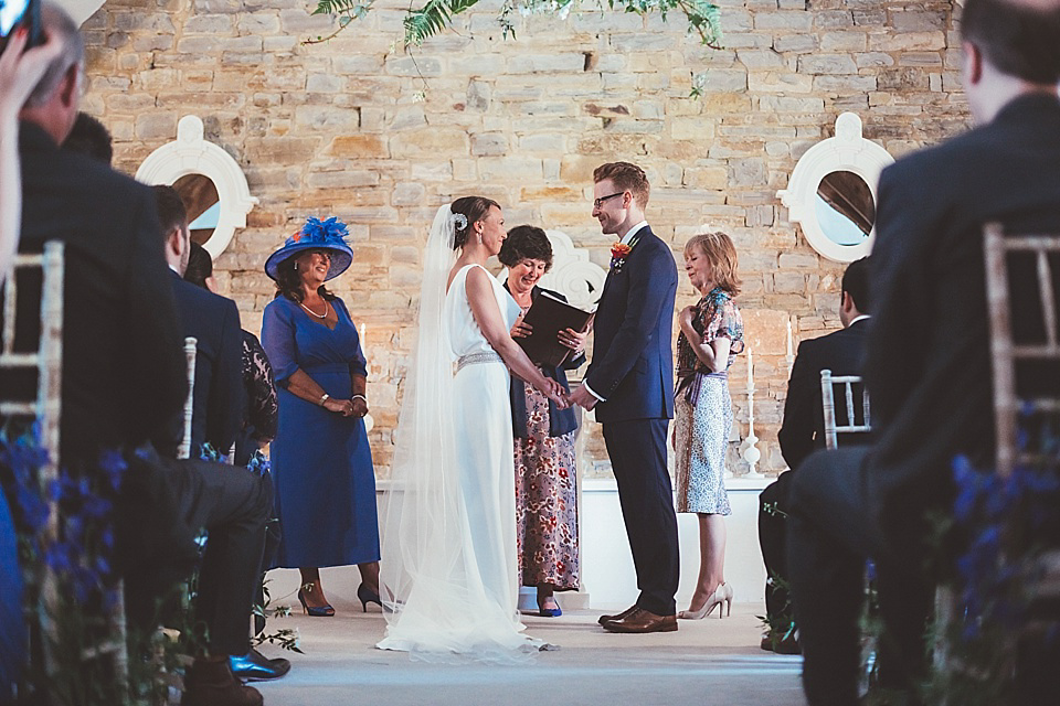 An Elegant Jesús Peiró Gown for an Indian Inspired Barn Wedding. Photography by Philippa James. An Elegant Jesús Peiró Gown for an Indian Inspired Barn Wedding. Photography by Philippa James.