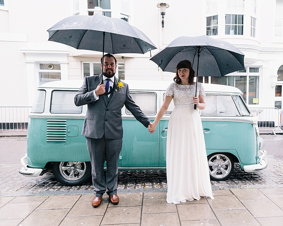 A Rainy Day Brighton Bandstand Wedding. Photography by Heather Shuker of Eclection Photography.