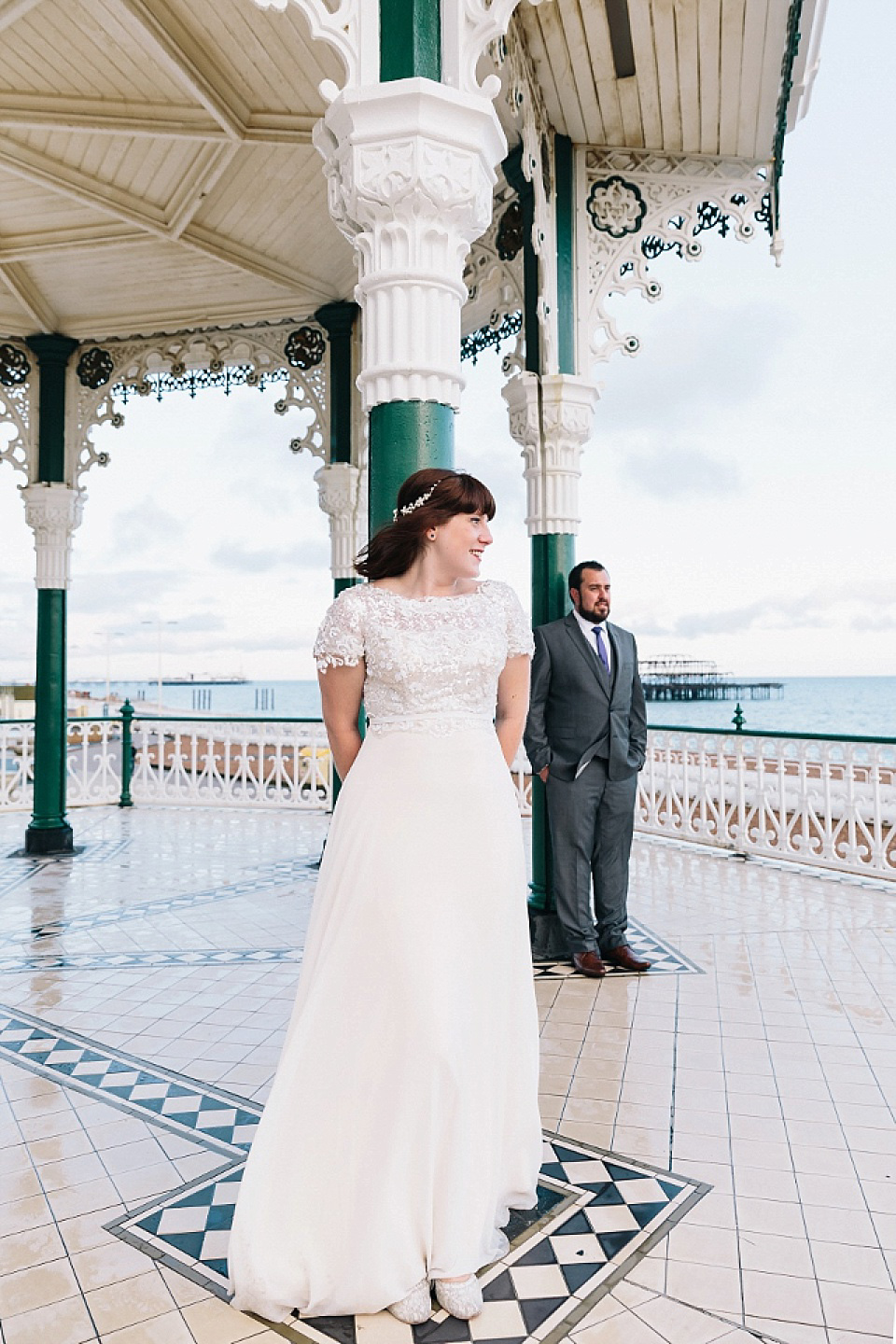 A Rainy Day Brighton Bandstand Wedding. Photography by Heather Shuker of Eclection Photography.