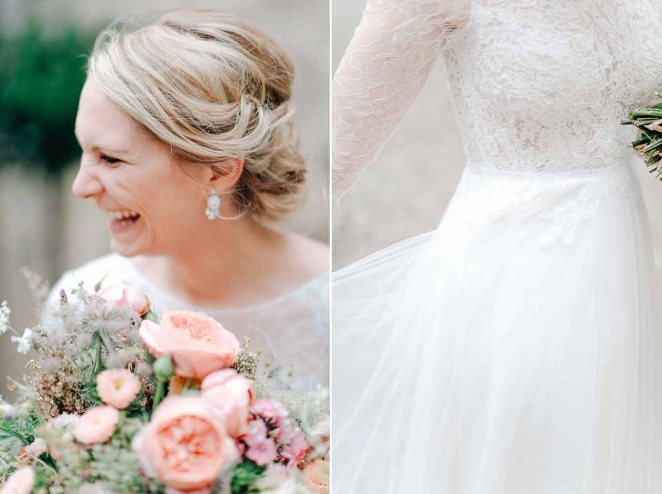 Anna Kara Lace and Peach Pretty For An Elegant Castle Wedding. Photography by Grace and Blush.