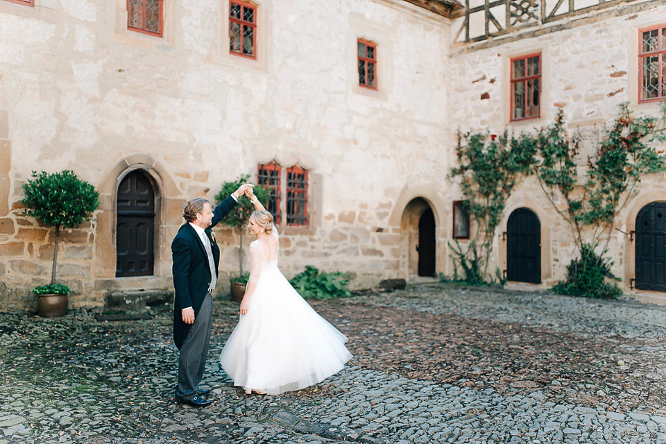 Anna Kara Lace and Peach Pretty For An Elegant Castle Wedding. Photography by Grace and Blush.