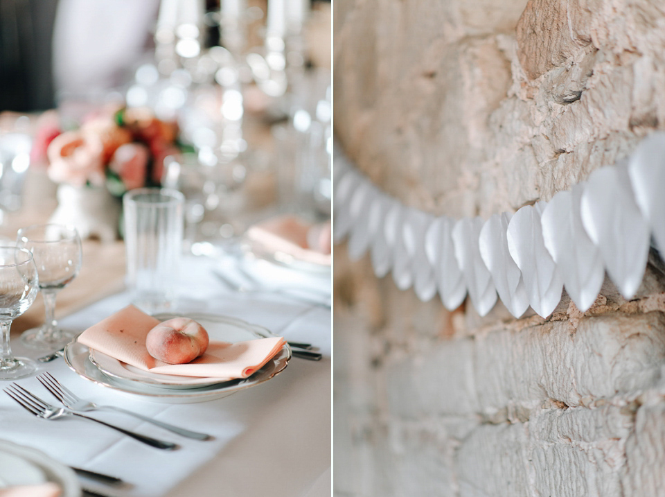 Anna Kara Lace and Peach Pretty For An Elegant Castle Wedding. Photography by Grace and Blush.