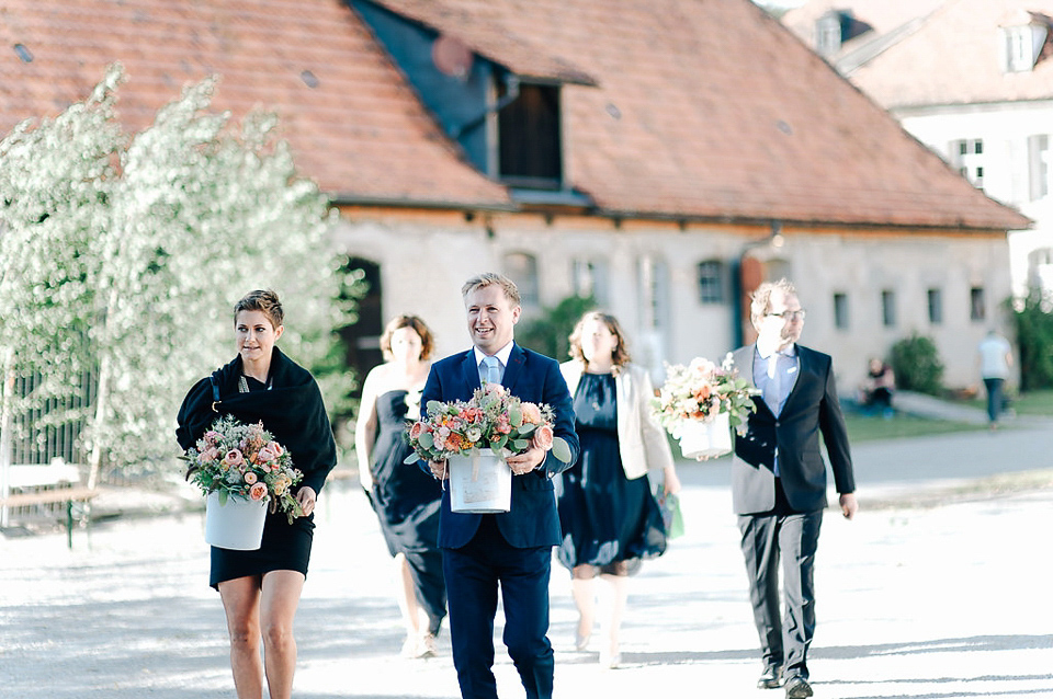 Anna Kara Lace and Peach Pretty For An Elegant Castle Wedding. Photography by Grace and Blush.