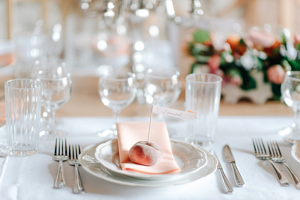 Anna Kara Lace and Peach Pretty For An Elegant Castle Wedding. Photography by Grace and Blush.