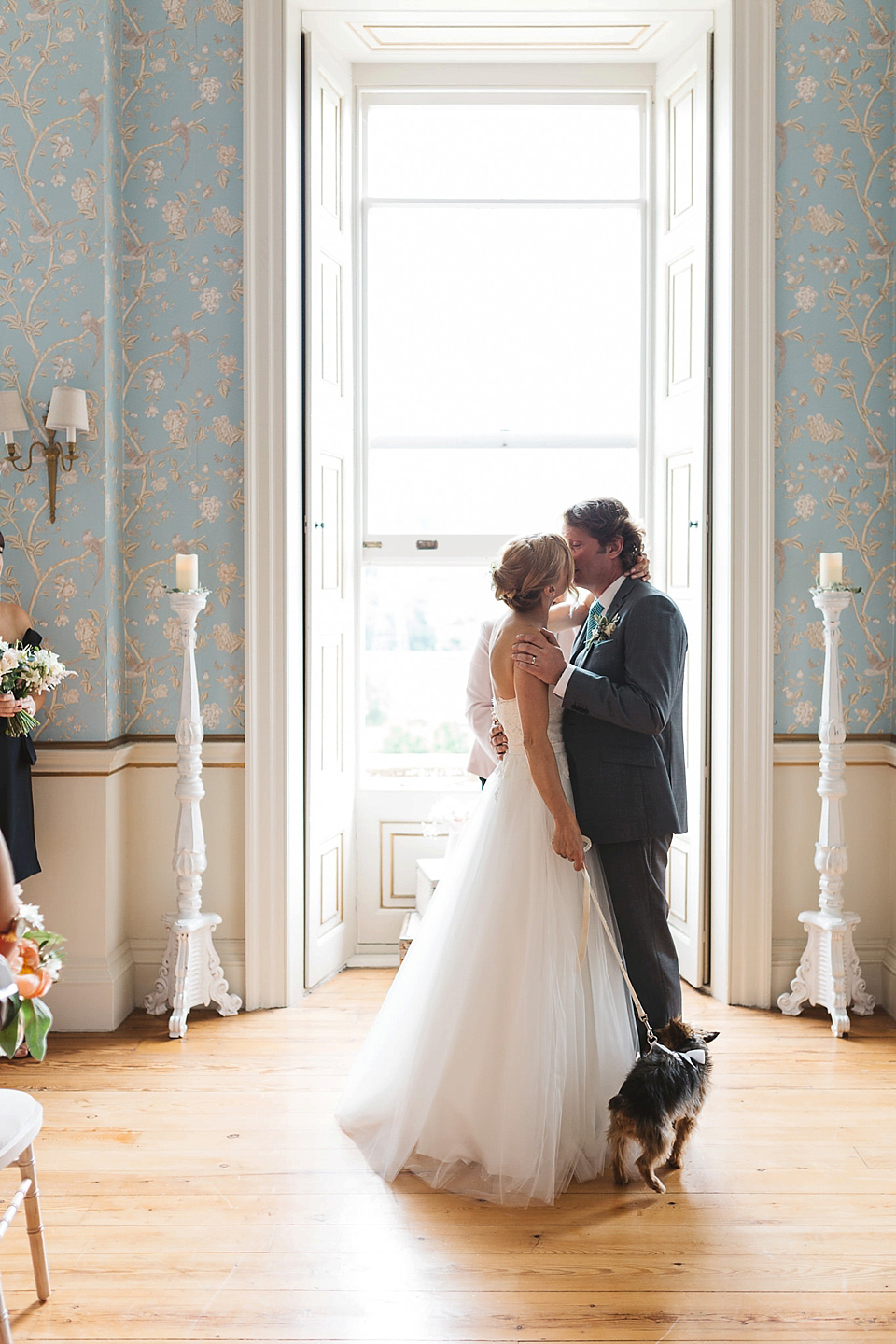 A Tulle Gown and Bridesmaids in Black for an Elegant Travel Inspired Wedding. Photography by Miss Gen.