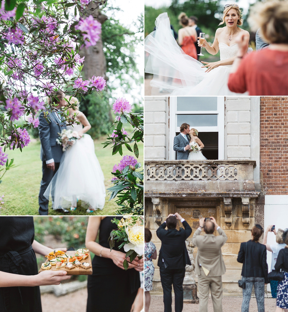 A Tulle Gown and Bridesmaids in Black for an Elegant Travel Inspired Wedding. Photography by Miss Gen.