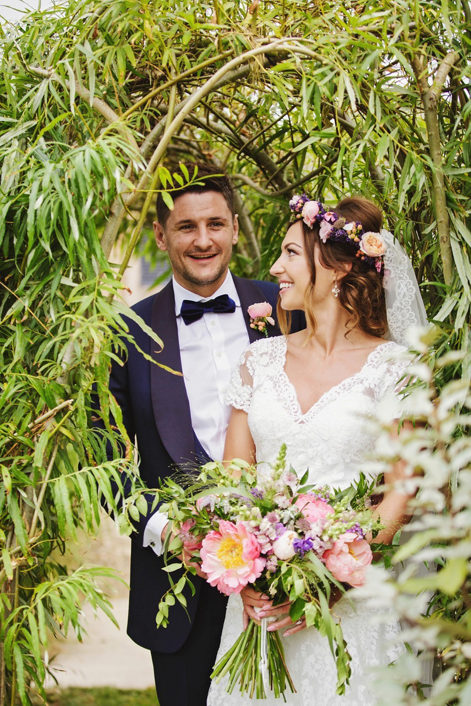 An Intuzuri Gown for a Black Tie meets Modern Boho Wedding. Photography by Gemma Williams.