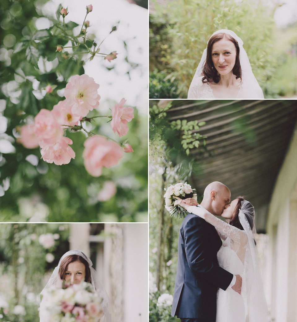 Pronovias Lace and a Juliet Cap Veil for a Japanese and 1930's Vintage Inspired Wedding. Scuffins Photography.
