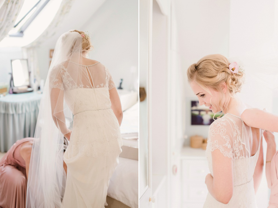 Jenny Packham Elegance for a Pastel Colour and Rustic Village Barn Wedding